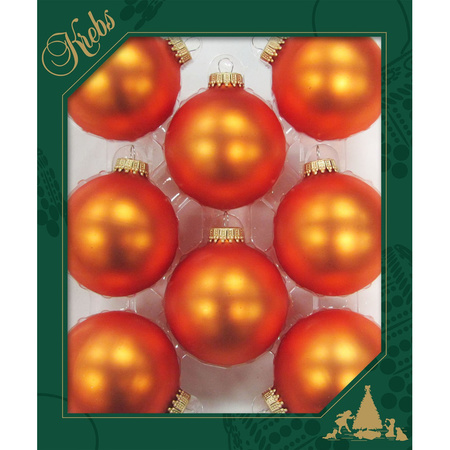 Kerstballen - 8x st - velvet oranje - 7 cm - glas - wildfire - kerstversiering