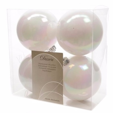 Christmas baubles pearl white 8 pieces