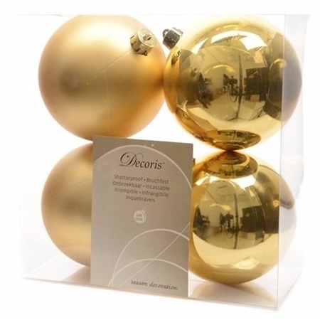 Kerstboom decoratie kerstballen mix 10 cm goud 8 stuks