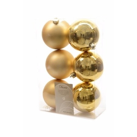 Kerstboom decoratie kerstballen mix goud 12 stuks