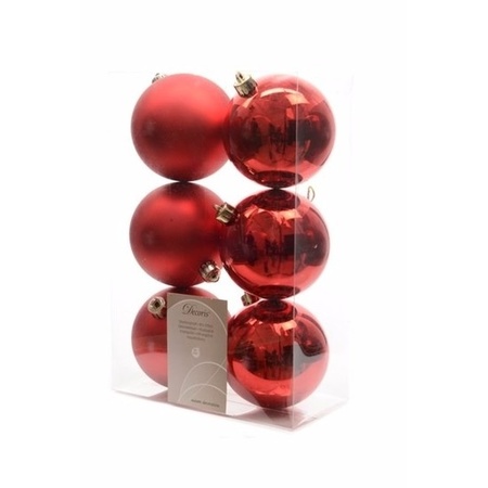 Christmas baubles mix red 12 pieces