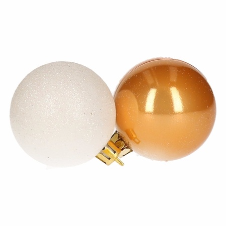 Christmas tree deco baubles mix white/gold 12 pieces