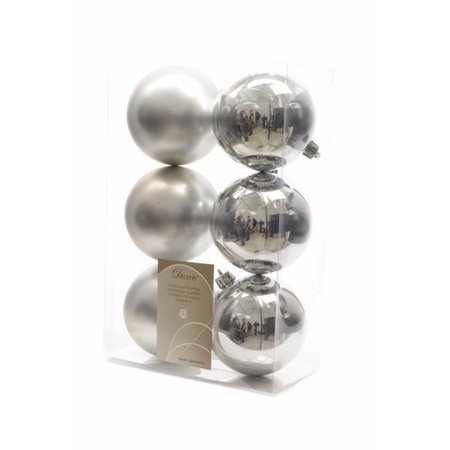 Christmas baubles mix silver 12 pieces