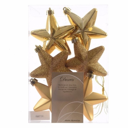 Christmas stars gold 6 pieces Ambiance Christmas 7 cm