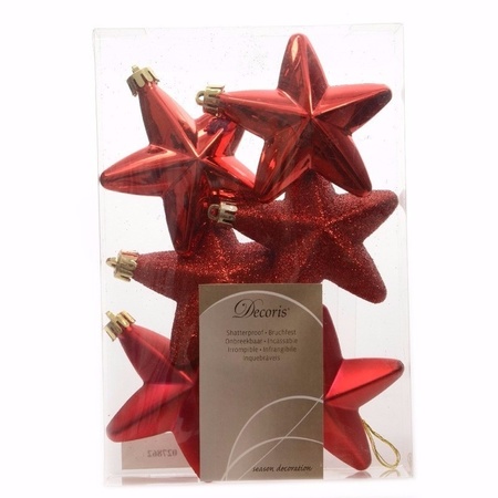 Christmas stars red 6 pieces Ambiance Christmas 7 cm