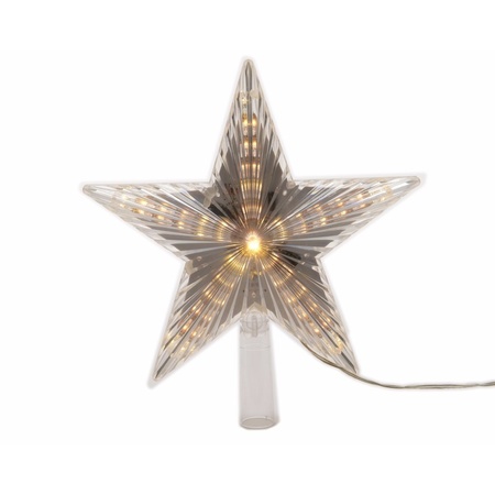 Kerstboom piek met LED verlichting warm wit knipperend 22 cm