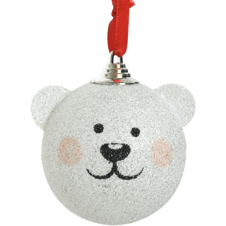 Christmas tree decoration 3x plastic polar bear baubles 8 cm