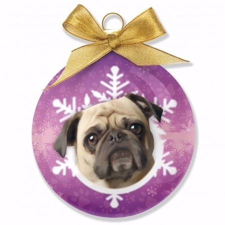 Christmas tree decoration bauble dog Pug 8 cm