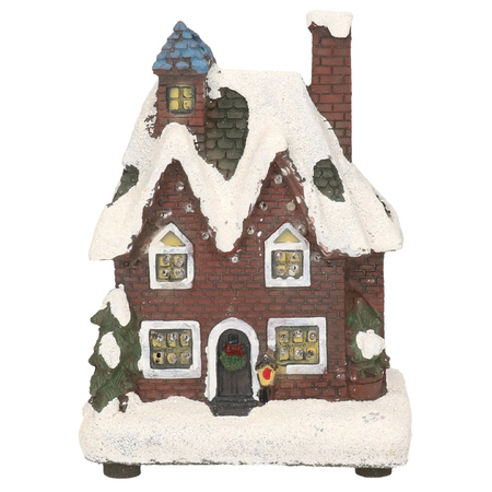 Kerstdorp huisjes set van 4x huisjes met Led verlichting 12 cm