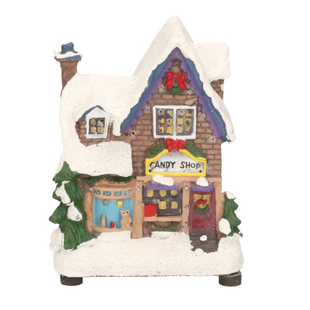 Christmas village candystore figurine12 cm with LED lighting