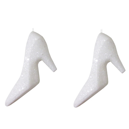 8x Christmas pendants white heels/pumps 10 cm Christmas tree decoration