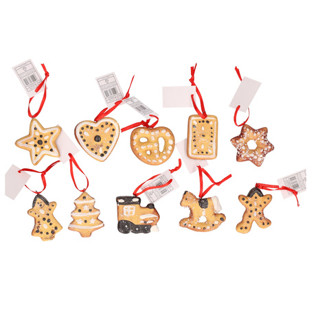 Kersthangers set van 10 stuks gingerbread / kerstkoekjes ornamenten 5 cm