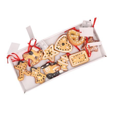 Set of 10x christmas hanging decoration gingerbreads 5 cm