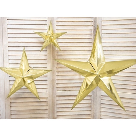 Kerstster decoratie gouden ster lampion 30 cm