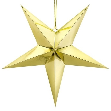 Kerstster decoratie gouden ster lampion 30 cm