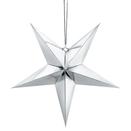 Kerstster decoratie zilveren ster lampion 45 cm