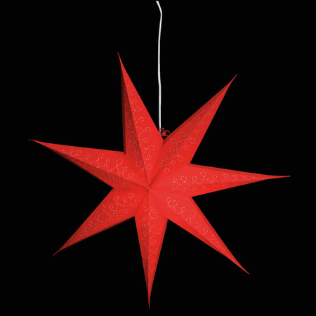 Red paper christmas stars decorations 60 cm with lighting cable