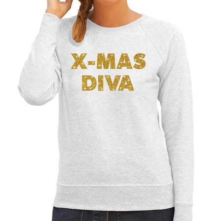 Grey Christmas sweater Christmas Diva gold for women