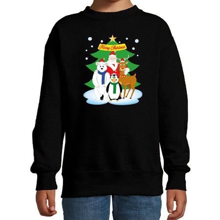 Christmas sweater black  Santa and friends for kids