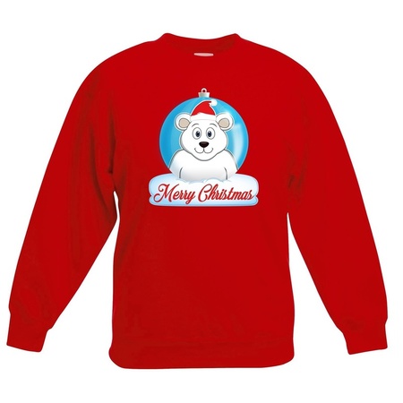 Christmas ball sweater polar bear red for kids