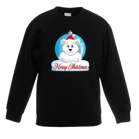 Christmas ball sweater polar bear black for kids