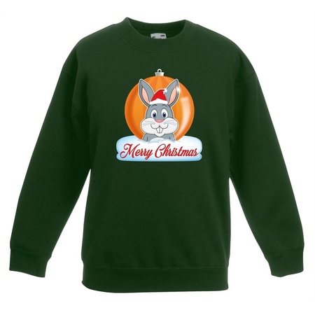 Christmas ball sweater rabbit green for kids