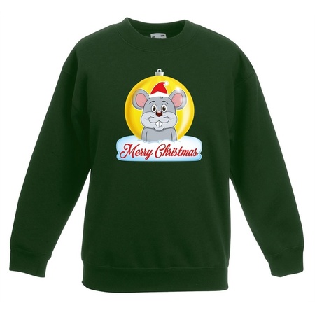 Christmas ball sweater mouse green for kids