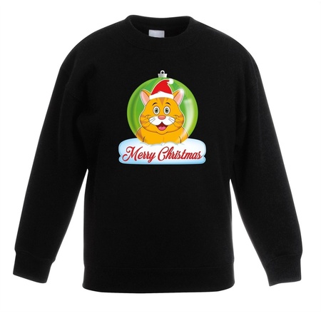Christmas ball sweater red cat black for kids