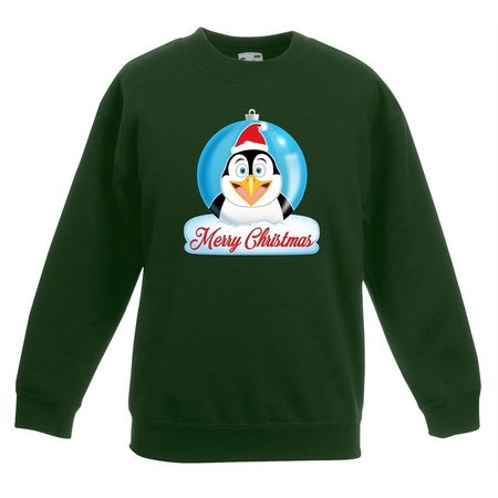 Christmas ball sweater pinguin green for kids