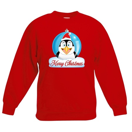 Christmas ball sweater pinguin red for kids