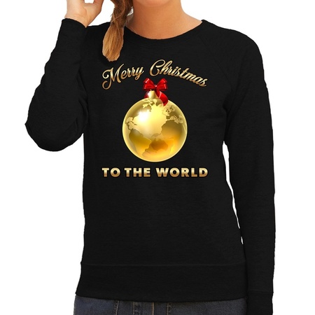 Black Christmas sweater Merry Christmas to the world old for wom