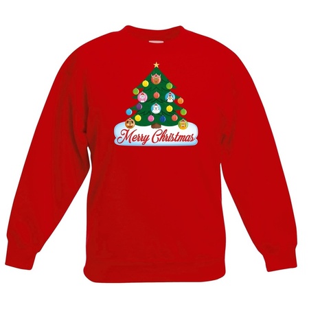 Christmas sweater red with animal tree for kids