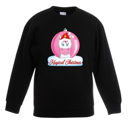 Christmas sweater black with unicorn for girls
