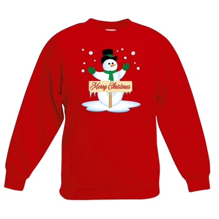 Christmas sweater red with snowman for kids