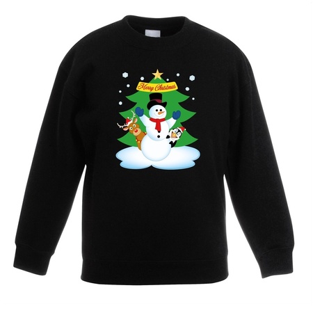 Christmas sweater black  snowman and friends for kids