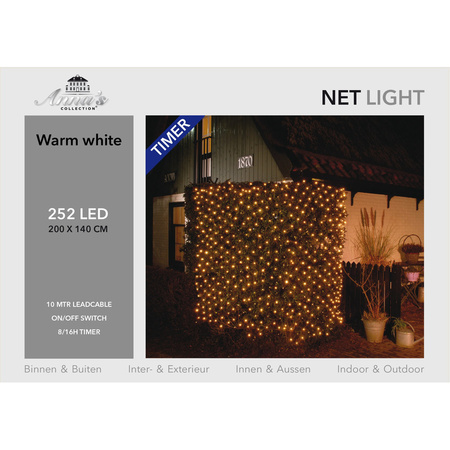 Christmas net lights with timer warm white LED 200 x 140 cm