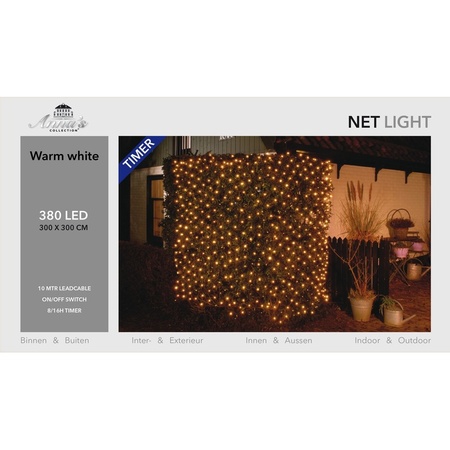 Christmas net lights with timer warm white LED 300 x 300 cm