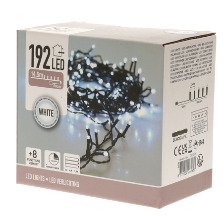 Christmas lights on batteries bright white 192 LED - 15 meter