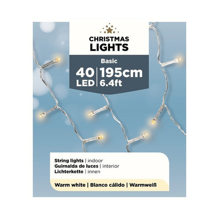Micro Christmas lights on battery warm white 40 lights