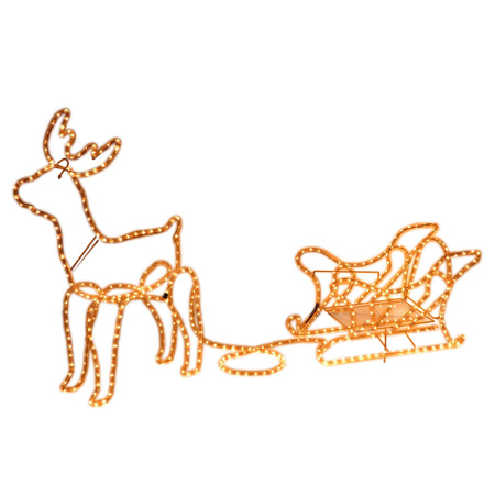 Reindeer with sleigh rope light 136 cm