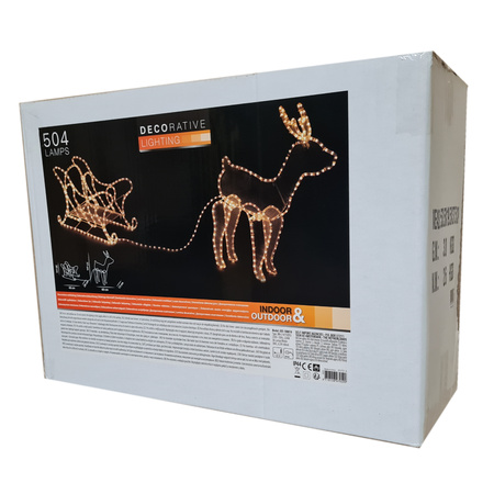 Reindeer with sleigh rope light 136 cm