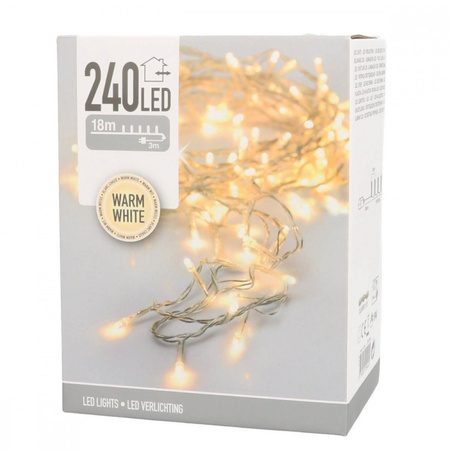 Kerstverlichting transparant 240 warm witte lampjes buiten