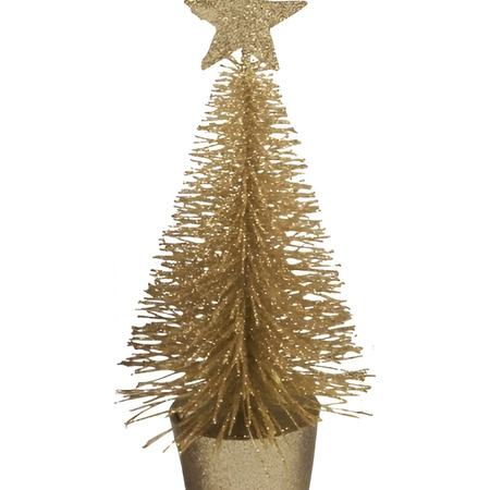 Christmas tree gold with glitter 15 cm