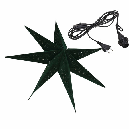 Christmas decoration green paper star 60 cm with lighting cable