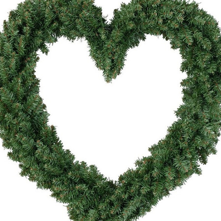 Christmas wreath heart shape green 50 cm