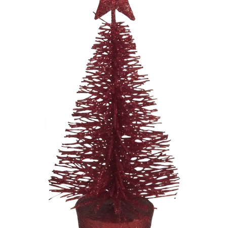 Christmas tree red with glitter 15 cm