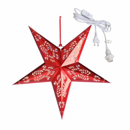 Christmas decoration red paper star 60 cm with lighting cable