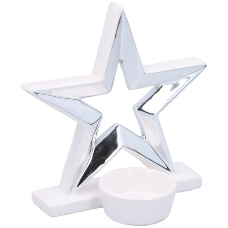 Christmas star tealight holder ceramic 14 cm