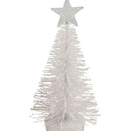 Kerstversiering witte glitter kerstbomen/kerstboompjes 15 cm