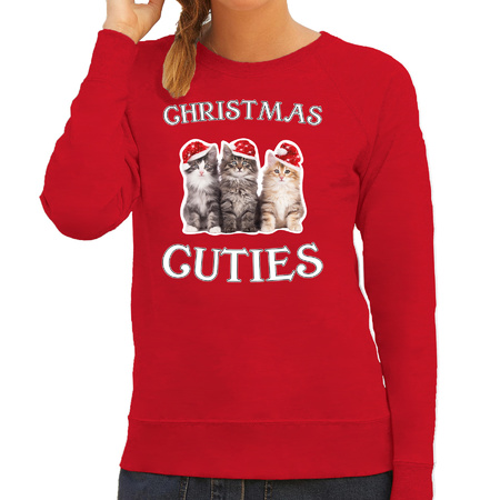 Kitten Christmas sweater Christmas cuties red for women